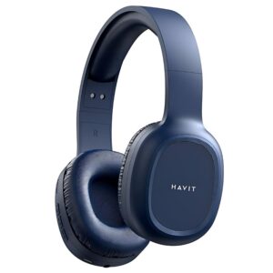 Havit H2590BT PRO | Auriculares Inalámbricos 4 en 1 | Bluetooth 5.3 | Radio FM | Lector de Tarjeta Micro SD | Entrada AUX 3.5mm | Sonido HD con Drivers de 40mm | Diseño Plegable y Ajustable | Hasta 14 Horas de Batería | Negro - AZUL