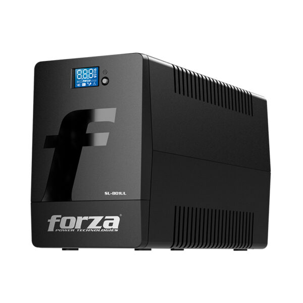 Forza SL-601UL | UPS Interactiva 600VA/360W | Pantalla Táctil LCD | 6 Tomas NEMA | Regulación AVR | Protección de Red/Tel | Negro