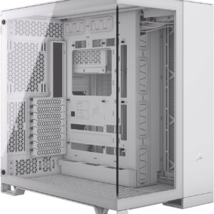 CORSAIR 6500X Mid-Tower | Gabinete de Cámara Dual | Blanco | Sin ventiladores incluidos (0 abanicos) | Soporte para Placas Base de Conector Trasero | Cristal Templado Panorámico