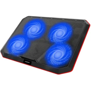 Havit HV-F2069 | Base Enfriadora Gamer | 4 Ventiladores Ultra Silenciosos | Iluminación LED Azul | Doble Puerto USB | Para Laptops hasta 17" | Negro
