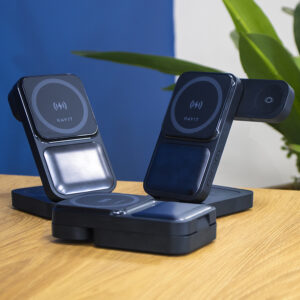 Cargador Inalámbrico 3 en 1 Havit W3107 | Estación de Carga 15W para Smartphone, Reloj y Audífonos | Diseño Plegable con Reloj Digital