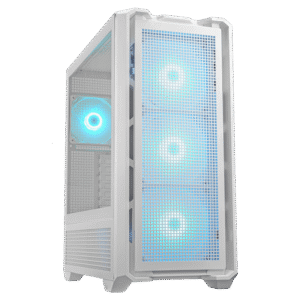 Cougar MX600 RGB – Gabinete Full-Tower ATX con 4 Ventiladores ARGB, Paneles de Vidrio Templado y Soporte para GPU Vertical - blanco