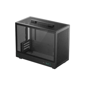 Gabinete DeepCool CH160 PLUS | Mini-Tower Portátil | Soporta Placas M-ATX / ITX | Asa de Transporte Integrada | Paneles de Malla de Alto Flujo | Vidrio Templado | Negro