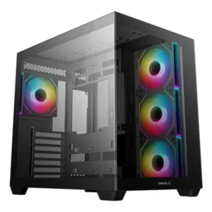 Gabinete DeepCool CG530 4F | Mid-Tower | Panel Frontal de Vidrio Templado con Alto Flujo | Incluye 4 Ventiladores ARGB | Soporta Placas E-ATX / ATX / M-ATX - Negro