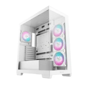 Gabinete Gaming DeepCool CG580 4F ATX | Color Blanco | Cristal Panorámico sin Pilares | 4 Ventiladores ARGB PWM | Diseño de Doble Cámara Estético