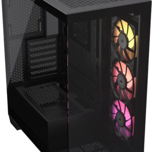 Gabinete Corsair 3500X ARGB | Mid-Tower | Paneles de Vidrio Templado Envolventes | Incluye 3 Ventiladores RS120 ARGB | Compatible con Placas de Conectores Traseros | Diseño de Cámara Dual - Negro