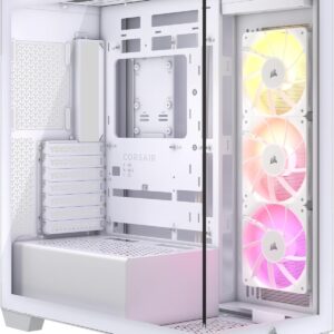 Gabinete Corsair 3500X ARGB | Mid-Tower | Paneles de Vidrio Templado Envolventes | Incluye 3 Ventiladores RS120 ARGB | Compatible con Placas de Conectores Traseros | Diseño de Cámara Dual - Blanco
