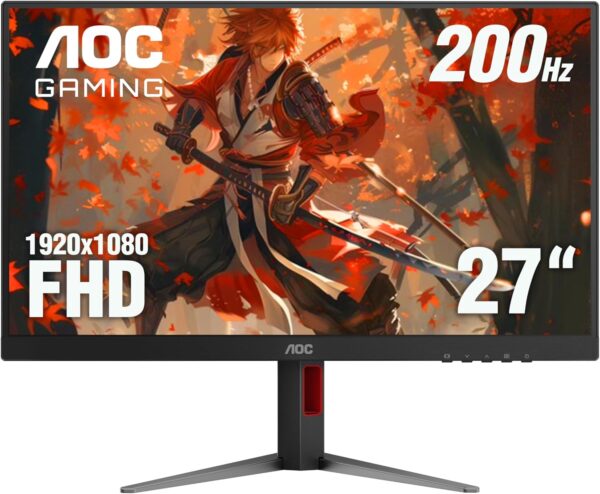 Monitor Gaming AOC 27G4H | 27 Pulgadas | Panel Fast IPS Full HD | Tasa de Refresco 180Hz | Tiempo de Respuesta 1ms (GtG) | Adaptive-Sync | HDR Ready | Negro y Gris