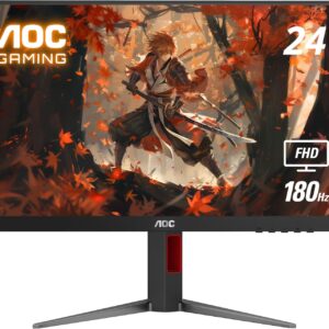 Monitor Gaming AOC 24G4 | 23.8 Pulgadas | Panel Fast IPS Full HD | Tasa de Refresco 180Hz | Tiempo de Respuesta 1ms (GtG) | Adaptive-Sync | HDR Ready | Negro y Gris