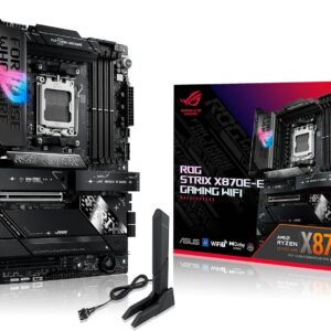 Motherboard Gaming ASUS ROG STRIX X870E-E GAMING WIFI | Socket AM5 | AMD Ryzen 9000 Ready | Wi-Fi 7 y Dual USB4 40Gbps | Soporte DDR5 8000+ MHz (OC) | PCIe 5.0 | ATX