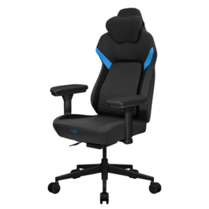 Silla Gaming ThunderX3 CORE Smart Racer | Soporte Lumbar CORE.RDY 360° | Reposacabezas de Espuma Viscoelástica | Reposapiés Multiusos Incluido | Negro y Azul