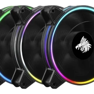 Kit 3 Ventiladores Gaming Eagle Warrior Hurricane RGB | 120mm | Hub Controlador Incluido | Silenciosos y Anti-Vibración