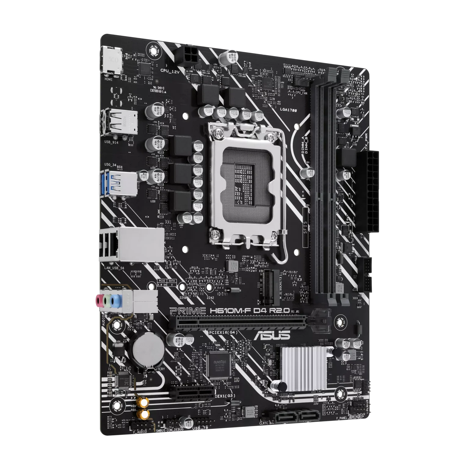 Motherboard Gaming ASUS PRIME H610M-F D4 R2.0 | Socket LGA 1700 | Intel 12va, 13va y 14va Gen | Soporte DDR4 3200 MHz | PCIe 4.0 | M.2 Gen3 | Micro-ATX
