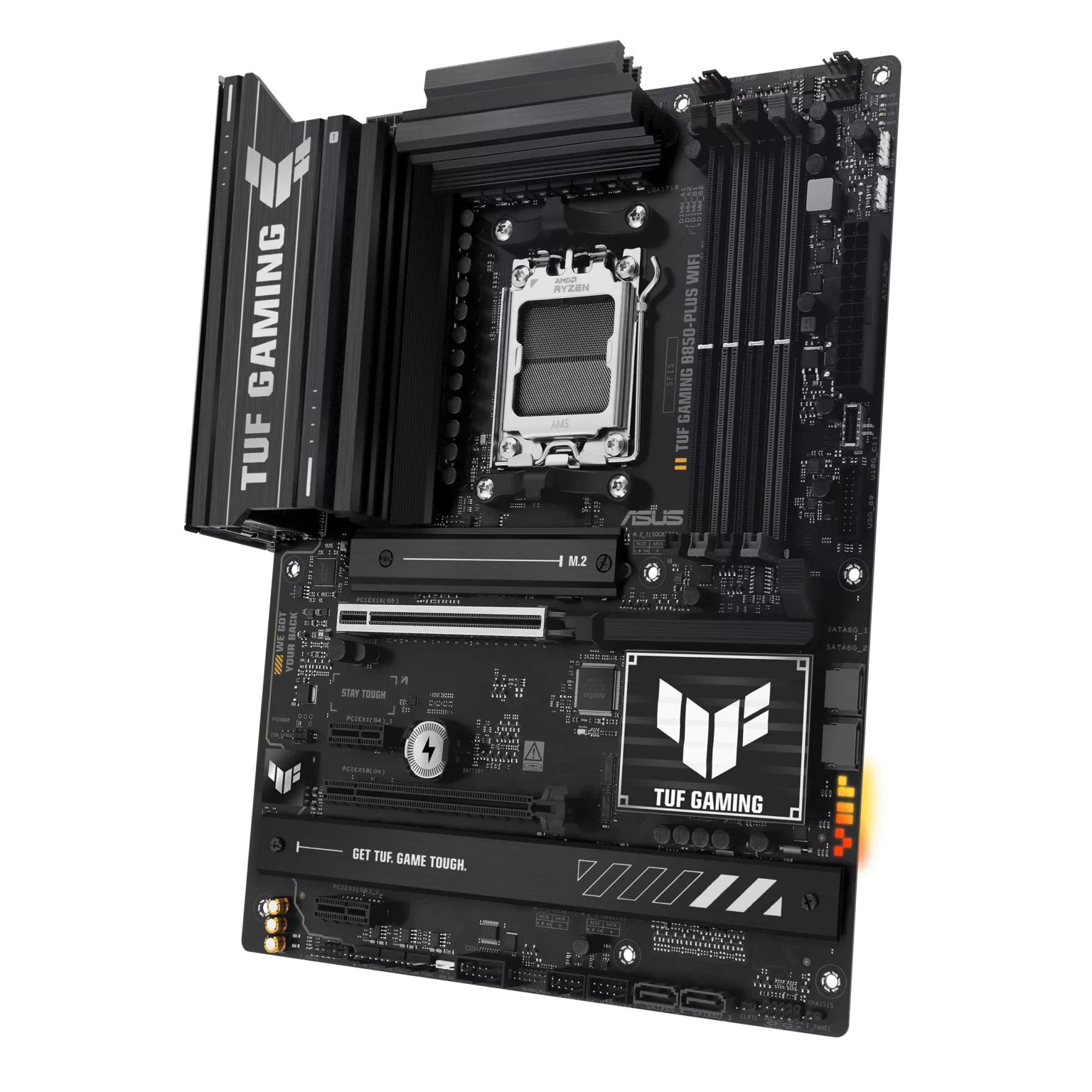 Motherboard Gaming ASUS TUF GAMING B850-PLUS WIFI | Socket AM5 | AMD Ryzen 9000 Ready | Wi-Fi 7 y USB4 40Gbps | Soporte DDR5 8000+ MHz (OC) | PCIe 5.0 | ATX