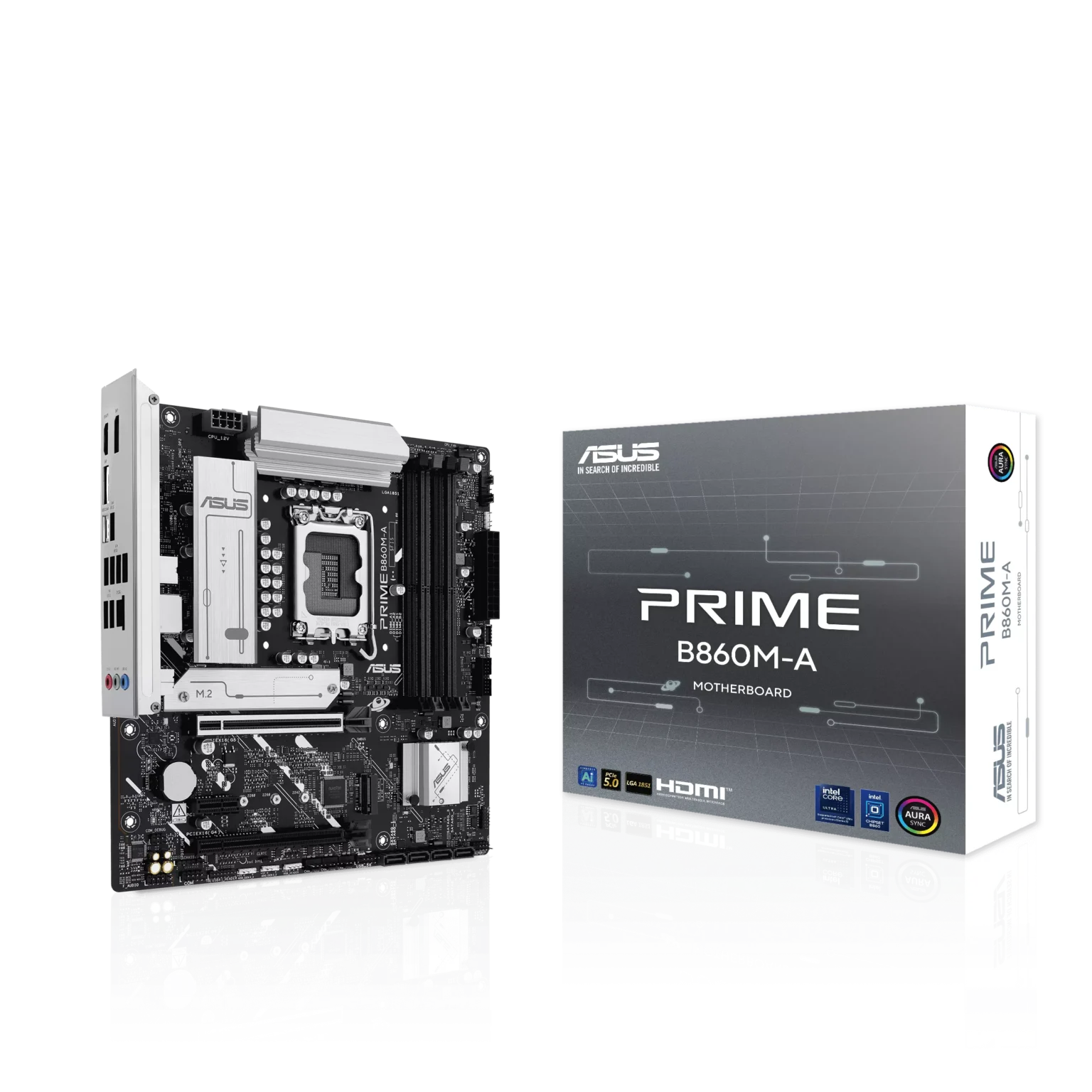 Motherboard Gaming ASUS PRIME B860M-A | Socket LGA 1851 | Intel Core Ultra Serie 2 | Soporte DDR5 8000+ MHz (OC) | PCIe 5.0 | M.2 Gen4 | Micro-ATX