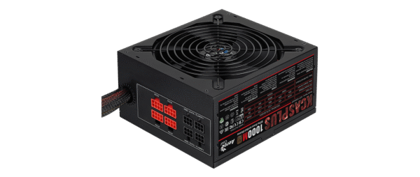 Fuente de Poder AeroCool KCAS PLUS 1000M | 1000W | Certificación 80 PLUS Bronze | Semi-Modular | Ventilador de 14cm Silencioso | Diseño DC-to-DC | Negro
