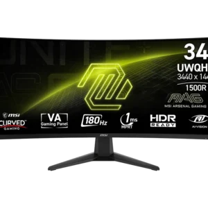 Monitor Gaming Curvo MSI MAG 346CQ | 34 Pulgadas | Resolución UltraWide QHD (3440 x 1440) | Tasa de Refresco 175Hz | Tiempo de Respuesta 1ms (MPRT) | Curvatura 1500R | Negro
