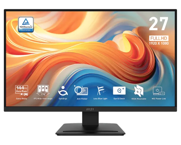 Monitor MSI PRO MP273L E14 | 27 Pulgadas | Panel IPS Full HD | Tasa de Refresco 100Hz | Tiempo de Respuesta 1ms (MPRT) | Tecnología EyesErgo | Negro