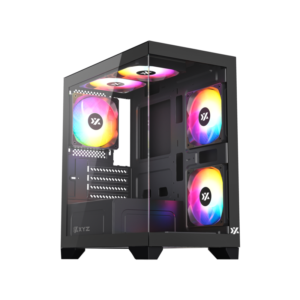 Gabinete Gamer XYZ TITANIUM VIEW LITE| Diseño Panorámico M-ATX | 6 Ventiladores PULSAR ARGB PWM | Controlador Integrado - Negro