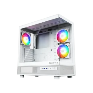Gabinete Gamer XYZ AURORAX 50 Black | Diseño Panorámico | 3 Ventiladores ARGB PWM Incluidos | USB Tipo-C | Soporte E-ATX - Blanco