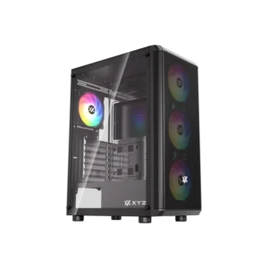 Gabinete Gamer XYZ AIRONE 60 MESH Black | Formato ATX | Frontal de Malla | 4 Ventiladores ARGB Incluidos | Vidrio Templado | Negro