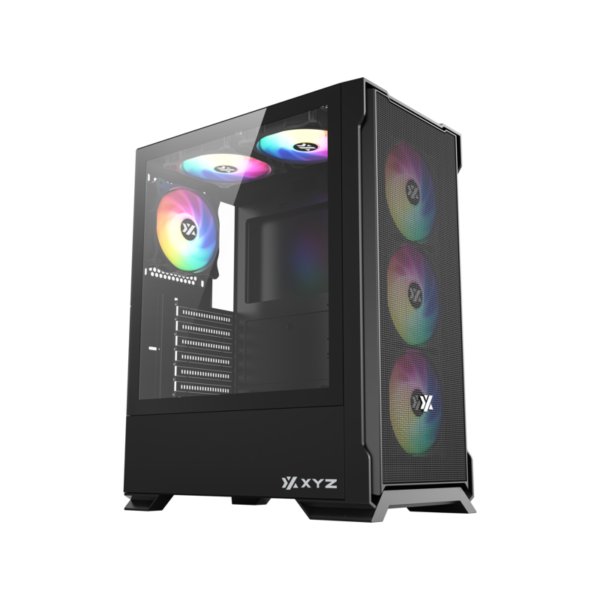 Gabinete Gamer XYZ AIRONE 300-X MESH | Frontal de Malla | 6 Ventiladores ARGB Incluidos | USB Tipo-C | Vidrio Templado