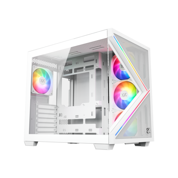 Gabinete Gamer XYZ QUBEX | Diseño Cúbico Minimalista | 4 Ventiladores PULSAR ARGB | Soporte BTF | USB Tipo-C