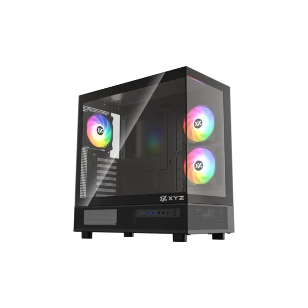 Gabinete Gamer XYZ AURORAX 50 | Diseño Panorámico | 3 Ventiladores ARGB PWM Incluidos | USB Tipo-C | Soporte E-ATX