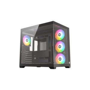 Gabinete Gamer XYZ TESSERACT X 50 White | Diseño Dual Chamber Panorámico | 6 Ventiladores ARGB | Soporte BTF (Cables Ocultos) | Vidrio Templado sin Tornillos | Blanco - Negro