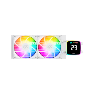 Enfriamiento Líquido XYZ AQUAPULSE AIO 240 | Pantalla Digital de Temperatura | 2 Ventiladores PULSAR ARGB | TDP 250W - Blanco