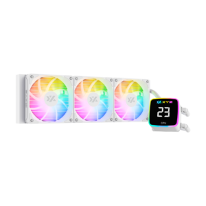 Enfriamiento Líquido XYZ AQUAPULSE AIO 360 | Pantalla Digital de Temperatura | 3 Ventiladores PULSAR ARGB | TDP 340W Pico - Blanco