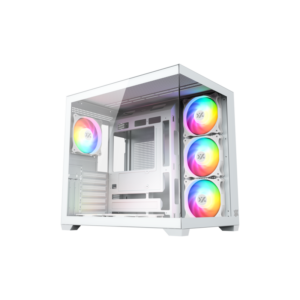 Gabinete Gamer XYZ TESSERACT X 50 White | Diseño Dual Chamber Panorámico | 6 Ventiladores ARGB | Soporte BTF (Cables Ocultos) | Vidrio Templado sin Tornillos | Blanco