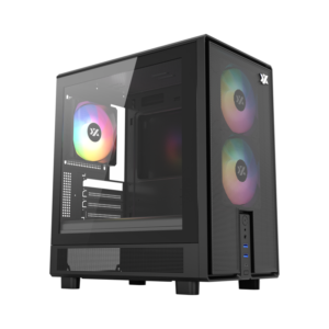 Gabinete Gamer XYZ ATOM Black | Diseño Compacto Micro-ATX | 3 Ventiladores PULSAR ARGB PWM | Panel Frontal de Malla | USB Tipo-C