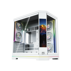 Gabinete Gamer XYZ Neutron X Pro | Diseño de Doble Cámara | Vidrio Templado Panorámico | Soporta 9 Ventiladores | USB 3.0 | Filtros de Polvo Magnéticos - Blanco