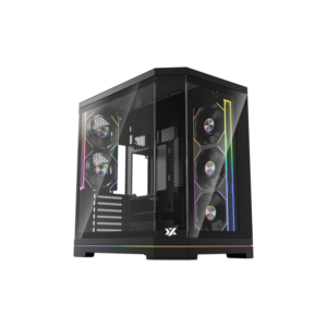 Gabinete Gamer XYZ NEUTRON X | Diseño Panorámico Dual Chamber | 5 Ventiladores ARGB PWM | Soporte BTF | USB Tipo-C - Negro