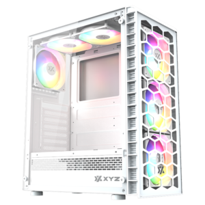 Gabinete Gamer XYZ AIRONE 300 GLASS White | Frontal de Vidrio | 6 Ventiladores ARGB Incluidos | Controlador ARGB | ATX | Blanco