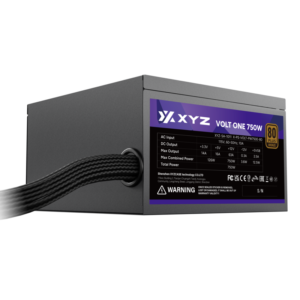 Fuente de Poder XYZ Serie VOLT | Certificación 80 PLUS | Capacitores Teapo | Diseño de Cableado Fijo | Ventilador Silencioso | Negro - 750W