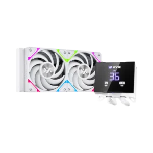 Enfriamiento Líquido XYZ HYDROTEMP AIO 240 Black | Pantalla LCD 3.5" Desmontable | TDP 250W | 2 Ventiladores Vortex PRO ARGB | PWM | Socket Intel & AMD - Blanco