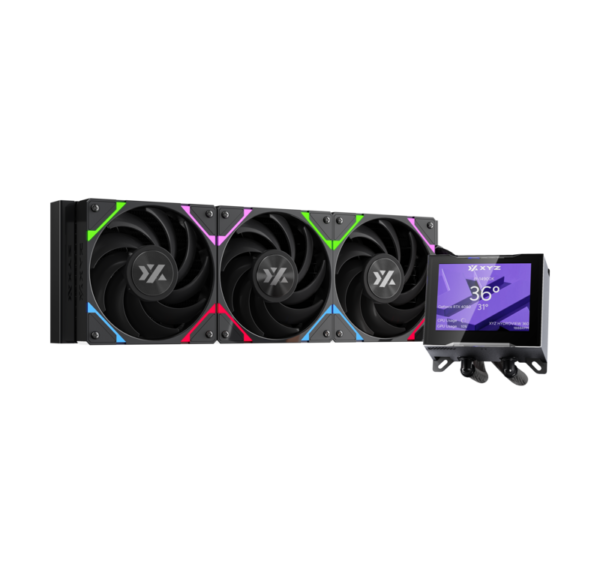 Enfriamiento Líquido XYZ HYDROVIEW AIO 360 Black | Pantalla LCD 3.5" | 3 Ventiladores Vortex PRO ARGB | TDP 340W | Intel & AMD