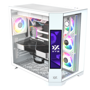 Gabinete Gamer XYZ Neutron X Pro Black | Diseño de Doble Cámara | Vidrio Templado Panorámico | Soporta 9 Ventiladores | USB 3.0 | Filtros de Polvo Magnéticos - Blanco