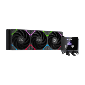 Enfriamiento Líquido XYZ HYDROTEMP AIO 360 Black | Pantalla LCD Desmontable 3.5" | 3 Ventiladores Vortex PRO ARGB | TDP 340W | Intel y AMD | Negro