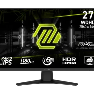 Monitor Gaming MSI MAG 274QF | 27 Pulgadas WQHD (2K) 1440p | Panel Rapid IPS | 180Hz | 0.5ms (GtG) | Soporte HDR | Adaptive-Sync | Negro