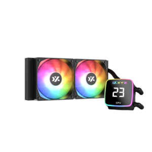 Enfriamiento Líquido XYZ AQUAPULSE AIO 240 | Pantalla Digital de Temperatura | 2 Ventiladores PULSAR ARGB | TDP 250W - Negro