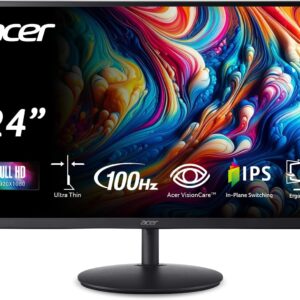Monitor Acer SH242Y Ebmihx | 23.8" Full HD (1920x1080) | 100Hz | Panel IPS | Base ErgoStand Ajustable (Altura/Giro/Inclinación) | Altavoces Integrados | AMD FreeSync