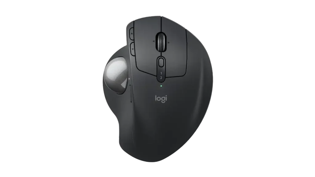 Mouse Trackball Inalámbrico Logitech MX Ergo S | Ángulo Ajustable 0° a 20° | Conectividad Bluetooth y Logi Bolt | Carga Rápida USB-C | Silencioso | Negro