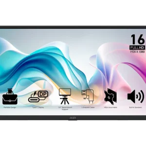 Monitor Portátil MSI PRO MP165 E6 | 15.6" Full HD (1920x1080) | Panel IPS | 120Hz | 1ms (MPRT) | Ultra Delgado (1.08 kg) | USB-C & Mini-HDMI | Negro