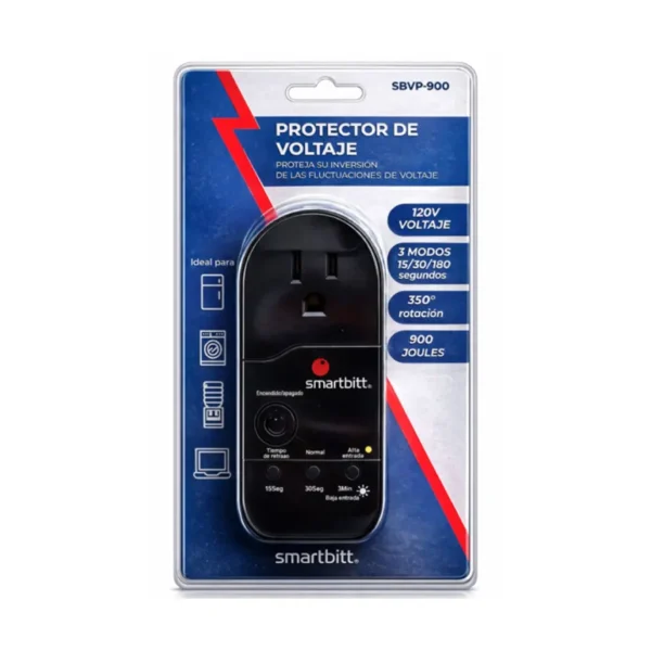 Protector de Voltaje Smartbitt SBVP-900B | Supresor de Picos | Enchufe Directo | Temporizador de Retardo | Indicadores LED | Blanco
