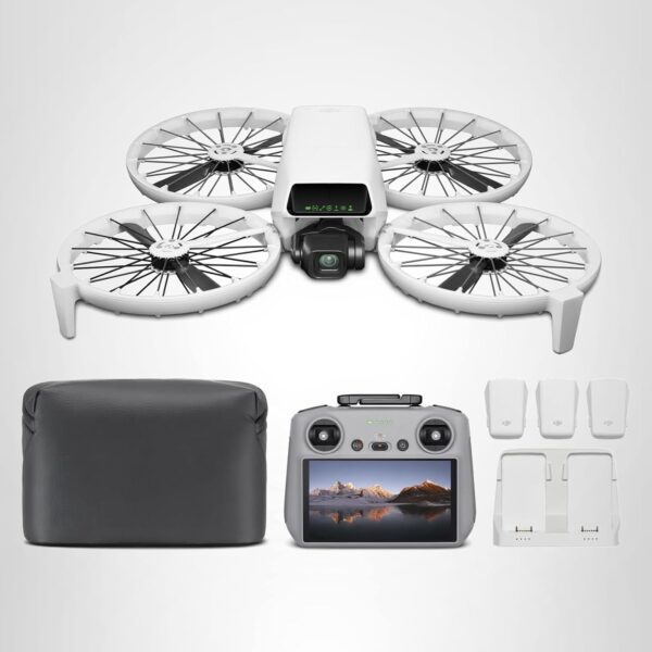 DJI Flip Fly More Combo (DJI RC 2) | Drone de Vlog Seguro <249g | 3 Baterías + Hub de Carga | Cámara 4K/60fps HDR | Transmisión O4 | Gris
