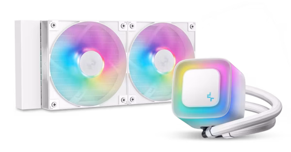 Enfriamiento Líquido AIO para CPU DeepCool LE240 WH V2 Color Blanco | Sistema All-in-One Blanco con Radiador de 240mm | 2 Ventiladores PWM Blancos de 120mm | Tecnología Antifugas Anti-Leak | Sockets Intel LGA1700 y AMD AM5