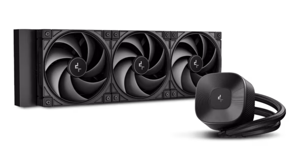 Enfriamiento Líquido AIO para CPU DeepCool LE360 Zero Dark | Sistema All-in-One Negro con Radiador de 360mm | 3 Ventiladores PWM Negros de 120mm | Tecnología Antifugas Anti-Leak | Sockets Intel LGA1700 y AMD AM5